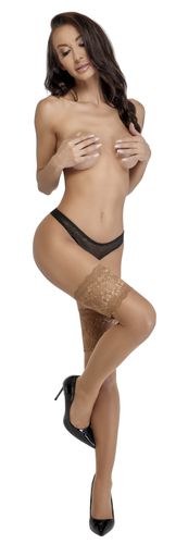 Cottelli Collection - Halterlose Strümpfe Nude mit breiter Spitze (FSK)