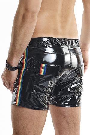 Rainbow Shorts aus glänzendem Material