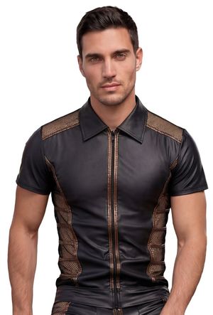 Shirt mit Kragen und Netz Einsätzen Shirt mit Kragen und Netz Einsätzen
