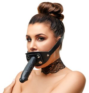 Knebel mit Dildo aus Latex schwarz Knebel mit Dildo aus Latex schwarz