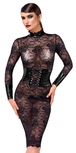 Kink Royal Spitzen-Midikleid mit Taillencorsage schwarz Kink Royal Spitzen-Midikleid mit Taillencorsage schwarz