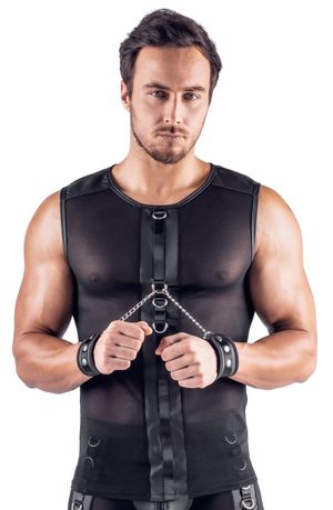 Herren Netzshirt mit Handfesseln schwarz Herren Netzshirt mit Handfesseln schwarz