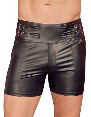 Herren High-Waist-Shorts mit Schnallenriemen schwarz