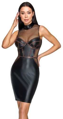 Kleid mit Netz und Corsagen-Optik schwarz Kleid mit Netz und Corsagen-Optik schwarz