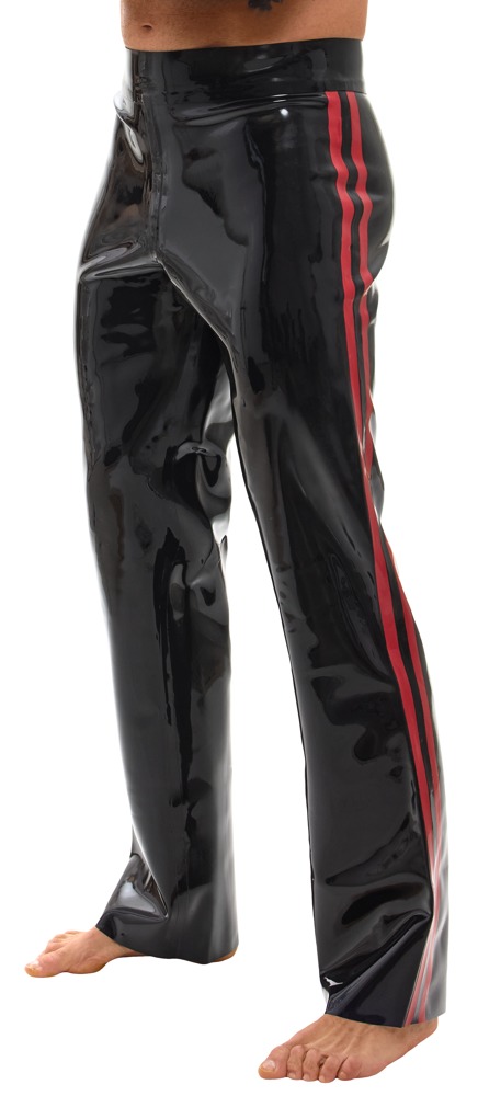 Late X - Herren Latex-Hose mit Racing-Streifen Late X - Herren Latex-Hose mit Racing-Streifen