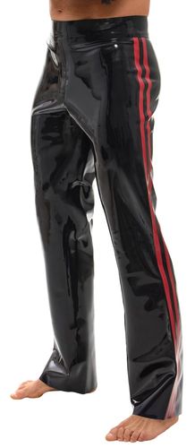 Herren Latex-Hose mit Racing-Streifen schwarz/rot Herren Latex-Hose mit Racing-Streifen schwarz/rot