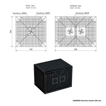 G0005680 Sickerbox Quader 280 Liter Zeichnung