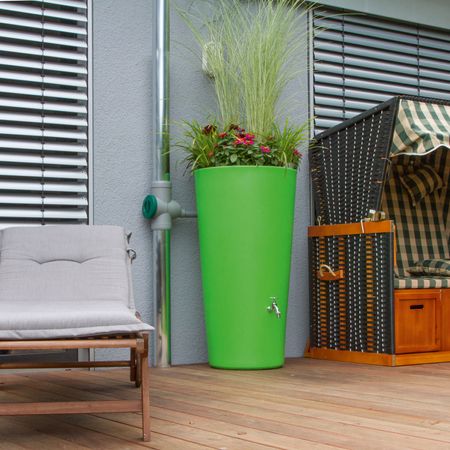 Regentonne Rainbowl Flower 150 liter kiwi Anwendungsbeispiel