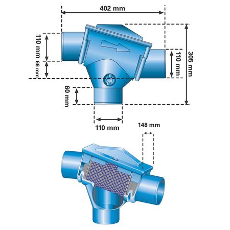 Regenwasserfilter Patronenfilter PF Abmessungen