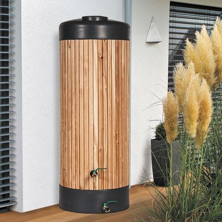 Regentonne Regensäule REALWOOD 400 Liter mit Massivholz