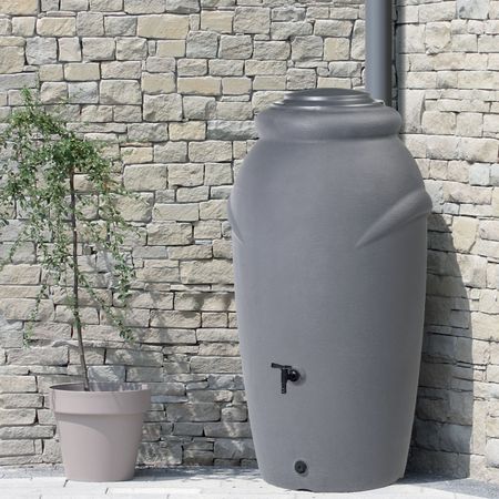 Regentonne Amphore BOLOGNA 210 Liter grau inkl. Hahn