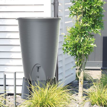 Regentonne grau PERUNO 260 Liter inkl. Sockel und Hahn