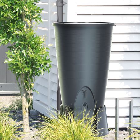 Regentonne anthrazit PERUNO 260 Liter inkl. Sockel und Hahn