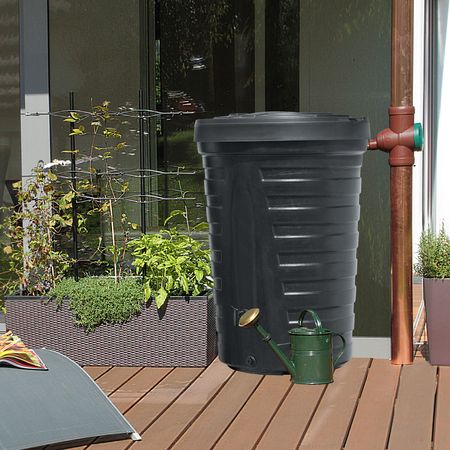 Regentonne schwarz COMO 210 Liter inkl. Hahn