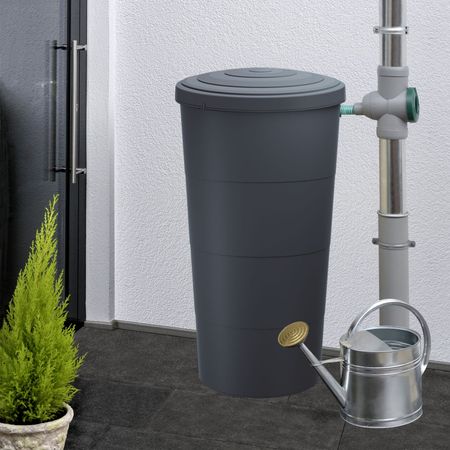 Regentonne anthrazit FLORENZ 200 Liter inkl. Hahn