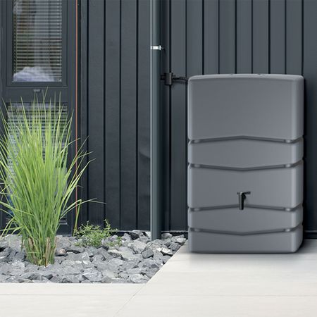 Regentonne eckig NEPTUN 450 Liter grau inkl. Hahn