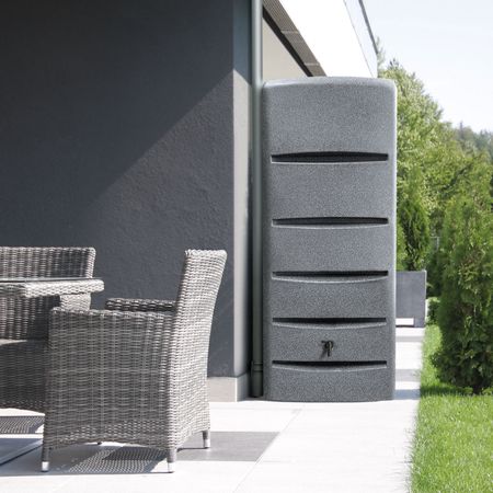 Regentonne grau POSEIDON 720 Liter Frontansicht