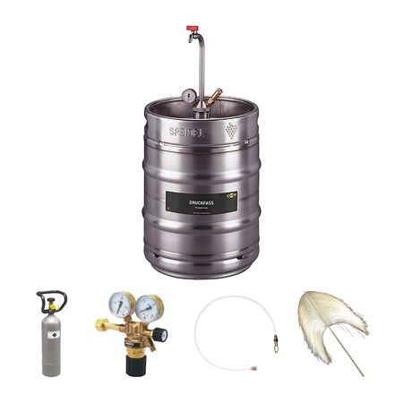 Druck Fass Keg Fass 50l inkl. Gasflasche, Gas-Set und Bürste