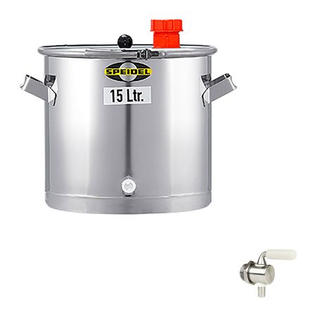 Gärbehälter Edelstahl 280 mm D, 15 ltr. inkl. V2A Ablasshahn