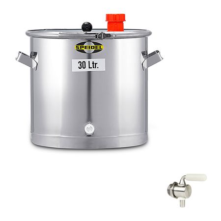Gärbehälter Edelstahl 350 mm D, 30 ltr. inkl. V2A Ablasshahn