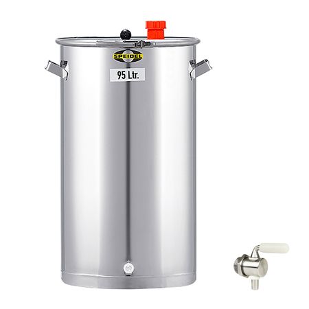 Gärbehälter Edelstahl 440 mm D, 95 ltr. inkl. V2A Ablasshahn