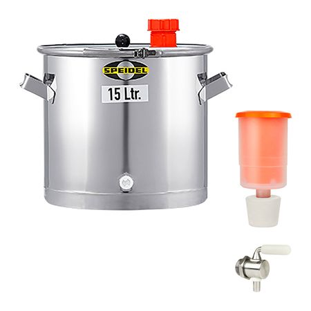 Gärbehälter Edelstahl 15 ltr. mit Ablasshahn V2A und Gärspund