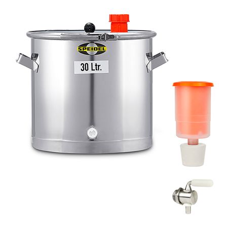 Gärbehälter Edelstahl 30 ltr. mit Ablasshahn V2A und Gärspund