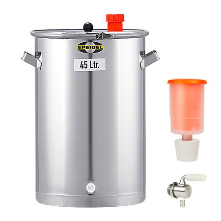 Gärbehälter Edelstahl 45 ltr. mit Ablasshahn V2A und Gärspund