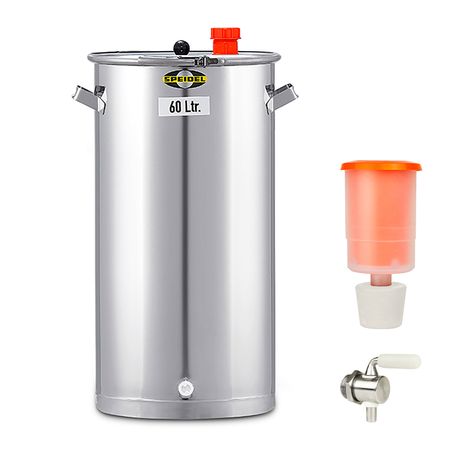 Gärbehälter Edelstahl 60 ltr. mit Ablasshahn V2A und Gärspund