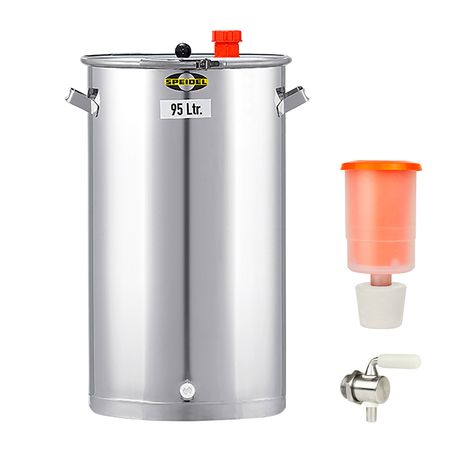 Gärbehälter Edelstahl 95 ltr. mit Ablasshahn V2A und Gärspund