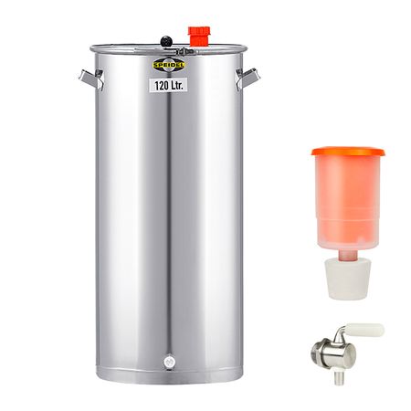 Gärbehälter Edelstahl 120 ltr. mit Ablasshahn V2A und Gärspund