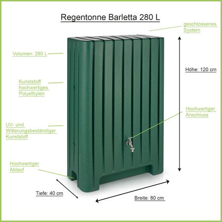 Regentonne grün BARLETTA 280 liter