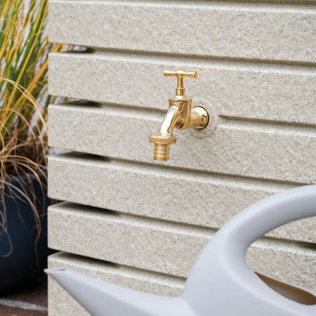 Florantia Regentonne Quadrum sandstein 320 Liter Wasserhahn 