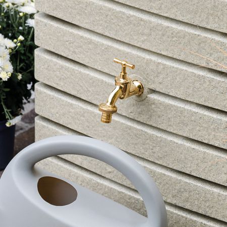 Florantia Regentonne Catania sandstein 210 Liter Wasserhahn 