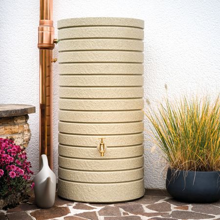 FLORANTIA Regentonne Aversa 270 Liter beige sandstein
