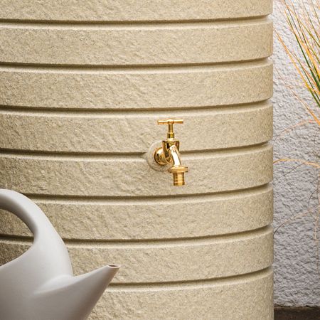 Florantia Regentonne Aversa sandstein 270 Liter Wasserhahn 