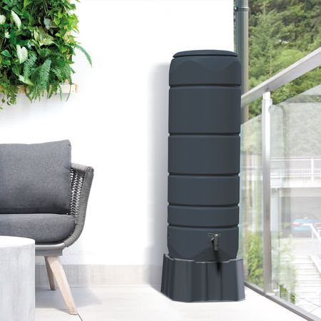 Regentonne anthrazit Standard rund 110 L inkl. Sockel und Hahn
