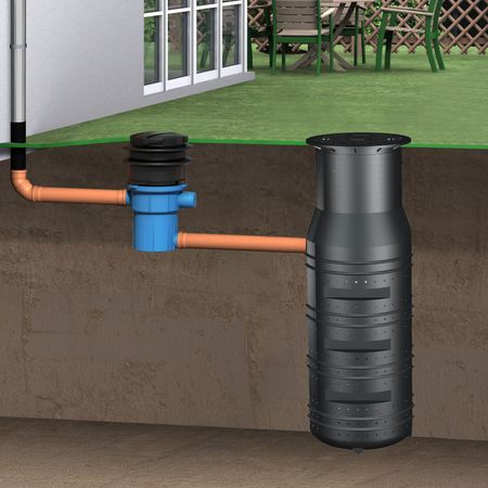 Versickerungsschacht 950 Liter mit Gartenfilter Einbau