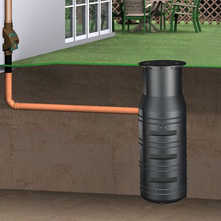 Versickerungsschacht 950 Liter mit Rainus braun Einbau