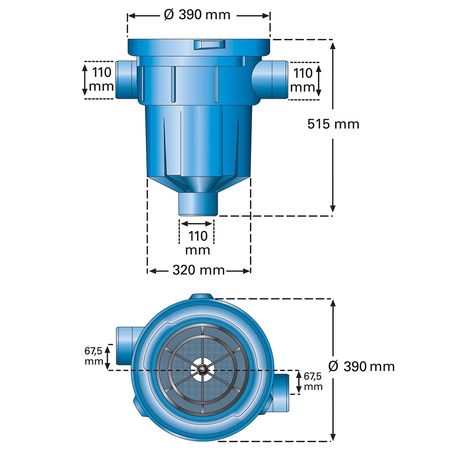 Regenwasserfilter Gartenfilter GF Abmessungen