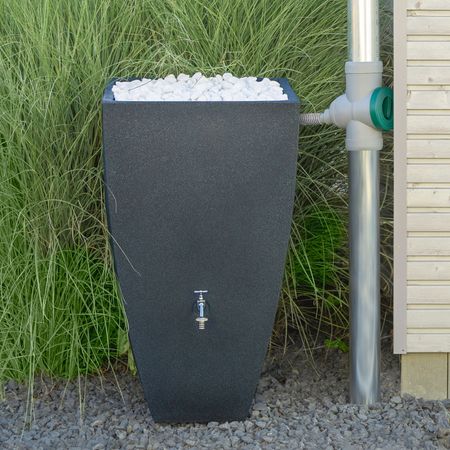 Regentonne eckig Modena anthrazit 200 Liter Frontansicht 
