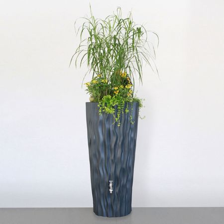 Regentonne anthrazit ALANA 160 Liter bepflanzt