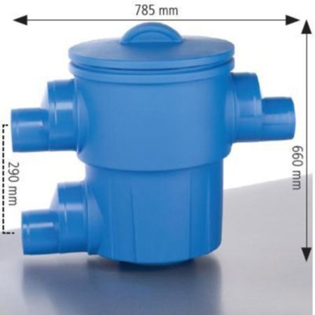 Regenwasserfilter Retentions- und Versickerungsfilter XL DN 125 / DN 200 Abgang seitlich Abmessungen