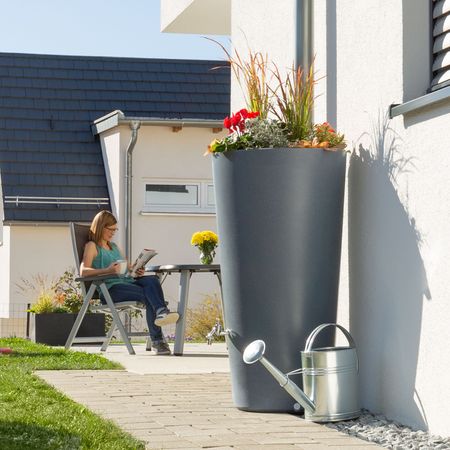 Regentonne grau RAINBOWL FlOWER 150 Liter bepflanzbar