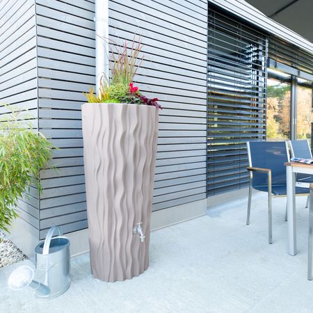 Regentonne taupe ALANA 160 Liter Frontansicht 