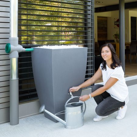 Regentonne eckig MODENA 200 Liter grau