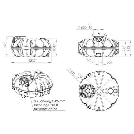 Zisterne für Retention NEO 3000 Liter Abmessungen