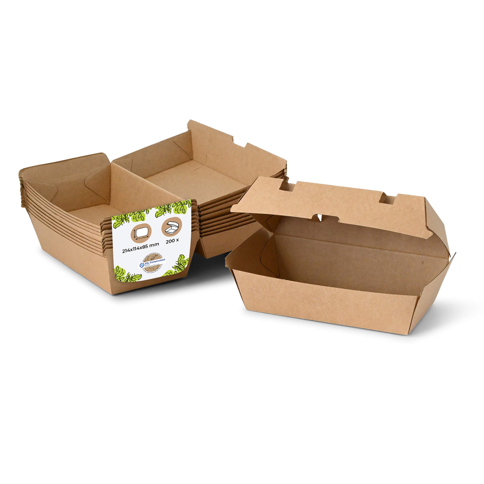 Take-away-Klappdeckel-Boxen, Kraftkarton, braun