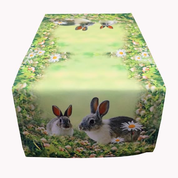 Tischwäsche mit Osterhasen grün Frühling Ostern