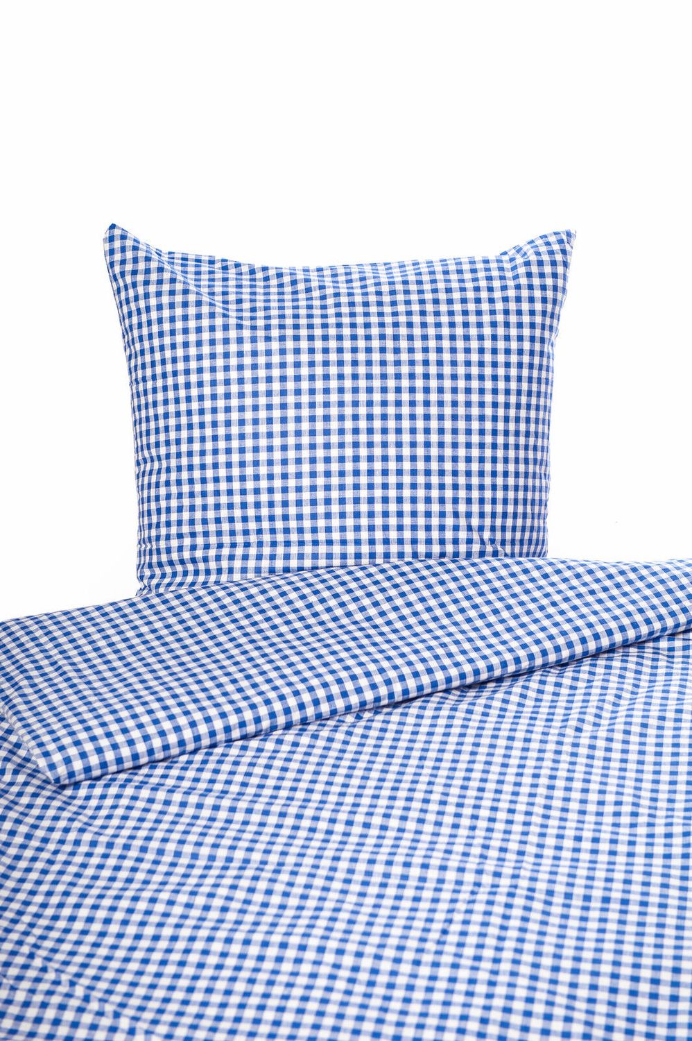 Landhaus Bettwäsche blau-weiß-kariert mit Reißverschluss 100% Baumwolle